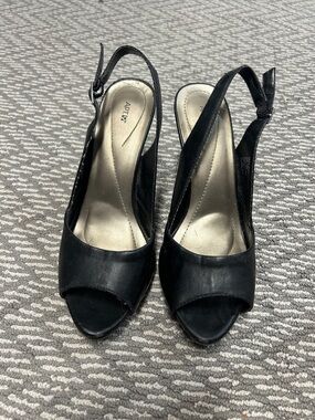 Apt. 9 Black Open-Toe Slingback Heels